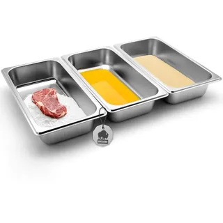BigDean Panierschalen Set 3-teilig aus hochwertigem Edelstahl – Panierstraße Panier-Set für Schnitzel Fisch Fleisch