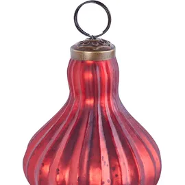 Beliani Weihnachtskugel 8er Set Glas rot