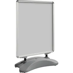 Kundenstopper, DIN A0, windfest, 32 mm Profil, runde Ecken, Aluminium, silber