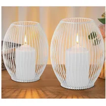 luxuskollektion Kerzenständer 2er Set Metall Weiss für Stumpenkerzen