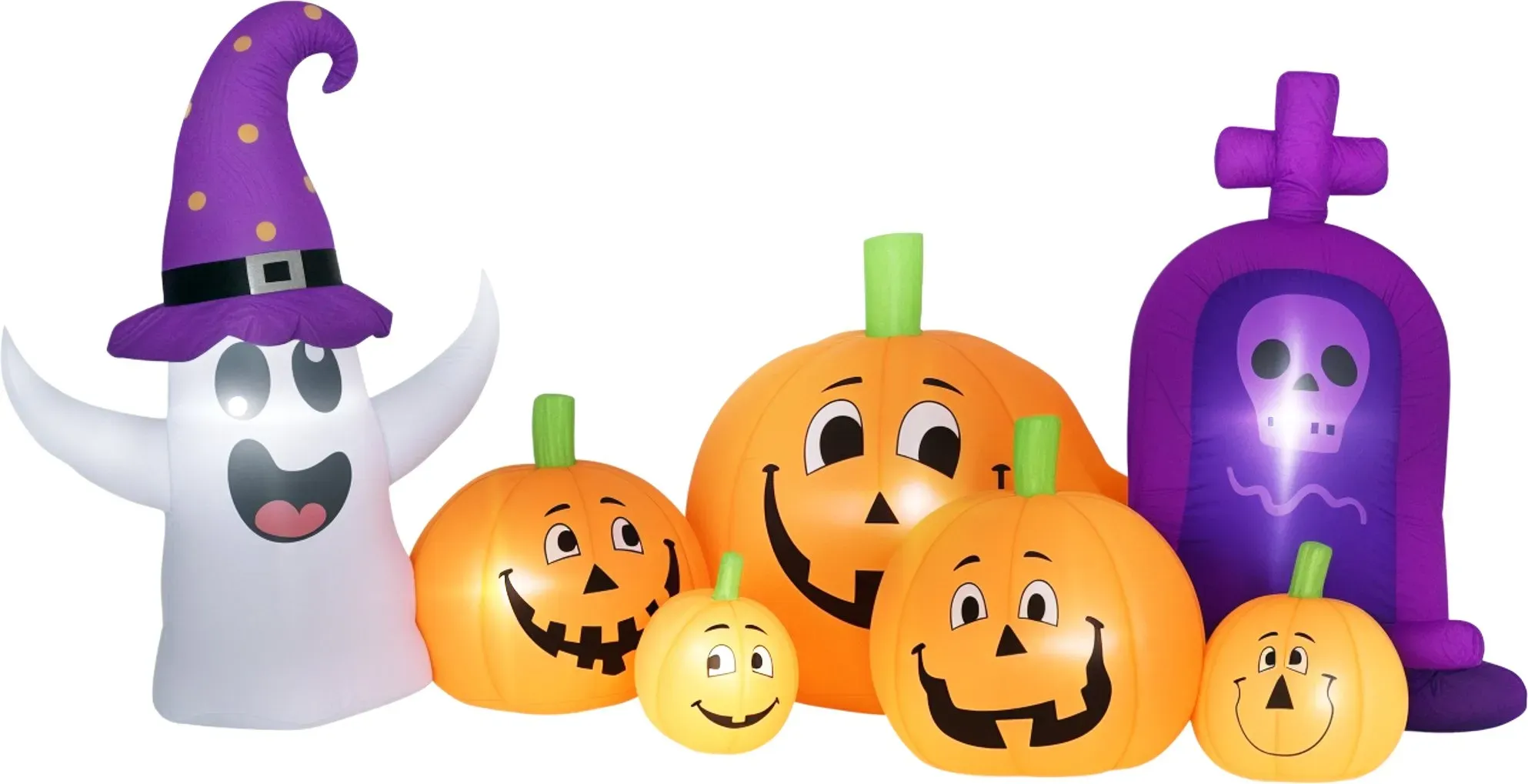 Outsunny Kürbis Inflatable Halloween mit Ghost und Tombstone 8 Fuß, Halloween-Dekoration mit LED-Lichtern, IP44 und Inflator, für Garten, Partys, Außenbereich, 240x130x130 cm, Multicolor   Aosom