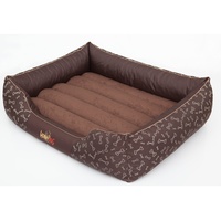 Hobbydog XXL PREKOS14 Dog Bed Prestige XXL 110X90 cm Brown with Bones, XXL, Brown, 5.8 kg