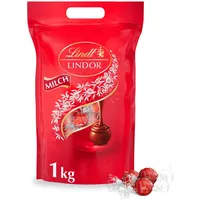 Lindt LINDOR Schokoladen Kugeln Vollmilch | ca. 80 Milch-Schokolade mit zartschmelzender Füllung | Großpackung, Pralinen-Geschenk, 1kg