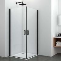 Sanotechnik Elite Black Schwenktüre 88,5-89,5 x 195 cm - Dusche Glastür Schwarz, Pendeltür, Nischentür, Duschtrennwand, Verwendbar als Eckdusche: 2 Türen gleicher Größe bestellen