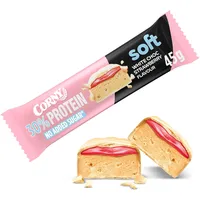 Protein Riegel | Corny | Soft Protein White Chocolate Strawberry Flavor | 30% Protein | Eiweißriegel ohne Zuckerzusatz | Einzelriegel 45g