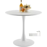 Vevor runder Esstisch Küchentisch Holz (nur Tisch) Esszimmertisch 80cm Weiß