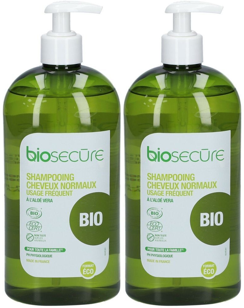 biosecure SHAMPOOING CHEVEUX NORMAUX A L'ALOÉ VERA 2x730 ml shampooing