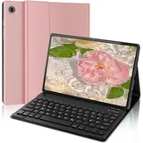 AVNICUD Tastatur Hülle für Samsung Galaxy Tab A8 - Deutsche QWERTZ Tastatur Magnetische Kabelloser Bluetooth Abnehmbare Tastatur für Samsung Galaxy Tab A8 10.5 2021 SM-X200 SM-X205, Roségold