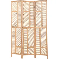 Paravent LAMEZIA 117 x 180 cm Heller Holzfarbton Rattan