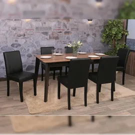 Mendler 6er-Set Esszimmerstuhl HWC-O65d, Küchenstuhl Polsterstuhl Lehnstuhl, Kunstleder ~ schwarz