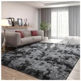 Bibykivn Teppich Wohnzimmer Hochflor Teppiche Waschbarer, 160x230 cm Moderner Langflor Teppiche Anti-Rutsch Unterseite Carpet, Weich Teppich Groß (Dark Gray, 160x230 cm)