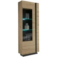 Furn.design Vitrine Eiche Artisan Grau, Holz, Nachbildung,Eiche, Uni, 4