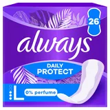 Always Daily Protect, lang, 26 Slipeinlagen für Damen, ideal für Weißverlust, optimaler Schutz und ohne Duft