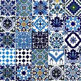 25 Premium Selection-Fliesen aus glasierter Keramik – Blue Marine – 10 x 10 cm, Dicke 0,6 cm – Tunesische Fliesen, hergestellt mit handwerklichem Siebdruck – Geeignet zum Abdecken