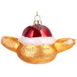 Brubaker Gruß vom Weihnachtsmarkt - Wurst im Brötchen mit Weihnachtsmütze - Handbemalte Weihnachtskugel aus Glas - Christbaumschmuck Figuren lustig Deko Anhänger Baumkugel - 12 cm