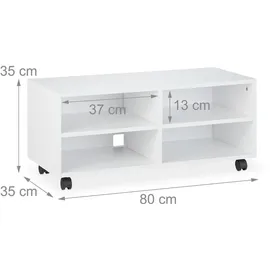 Relaxdays TV Board 80 cm rollbar weiß