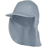 Sterntaler Schirmmütze mit Nackenschutz Musselin in blaugrau | Gr.: 55 cm