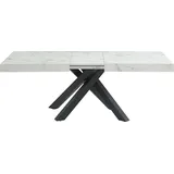 Esstisch ausziehbar - 6 bis 10 Personen - MDF & Metall - Marmor-Optik Weiß & Schwarz - CATONAV - Weiß