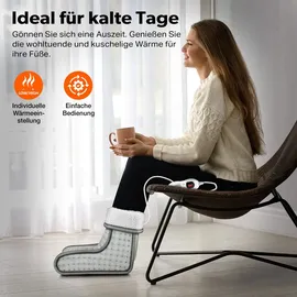 sinnlein Fußwärmer Grau mit 6 Temperaturstufen & Timer | Fußheizung elektrisch | Überhitzungsschutz & Abschaltautomatik - Grau
