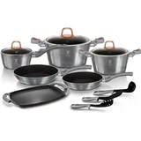 Berlinger Haus Moonlight Topf-Set 9-tlg. 3 x Kochtopf + 2 x Bratpfanne + 3 x Küchenutensilien + Grillplatte