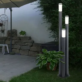 ETC Shop Säulenleuchte Edelstahl 170 cm E27 3er Set anthrazit