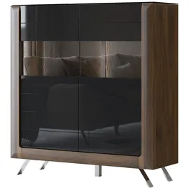 LEONIQUE Highboard »Kasai«, Höhe 136,5 cm, 2 Türen mit Glaseinsatz schwarz