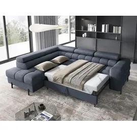 moeblo Eckcouch Polyester mit Bettkasten 3-Sitzer Grau