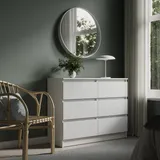 home collective Kommode weiß mit sechs Schubladen, Schlafzimmer Flur, Schrank, Sideboard, Highboard, Breite 100 cm Höhe 77cm