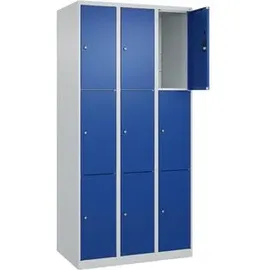 Californian Products CP Schließfachschrank Classic Plus enzianblau, lichtgrau 080000-303 S10003, 9 Schließfächer 90,0 x 50,0 x 185,0 cm