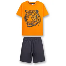 Sanetta Jungen-Schlafanzug kurz orange Tiger | Hochwertiger und bequemer Schlafanzug aus 100% Baumwolle. - 116