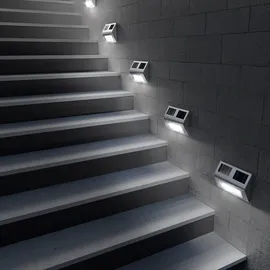 monzana LED Solar Wandleuchte Edelstahl IP65