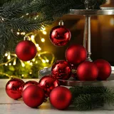 MARELIDA Weihnachtskugeln bruchfest glänzend matt rot 12St