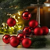 MARELIDA Weihnachtskugeln bruchfest glänzend matt rot 12St