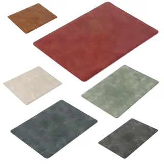 UnivoColors Tischsets aus gewaschenem Rindsleder, PU-Leder, hitzebeständig, wasserdicht, abwischbar für Party-Dekoration (Schwarz + Blau + Grün + Rotbraun + Rot + Beige)