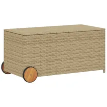 vidaXL Gartentruhe mit Rollen Beige 190L Poly Rattan
