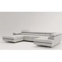 VENUS U sofa mit schlaffunktion 345 cm, mit Bettkasten - eckcouch U-Form - Weiß - Weiß