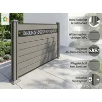 prestige home living outdoor WPC-Sichtschutzzaun 190 x 130 cm Dunkelgrau/Aluminium