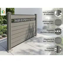 prestige home living outdoor WPC-Sichtschutzzaun 190 x 130 cm Dunkelgrau/Aluminium