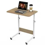 Lvhecforhm Laptoptisch Höhenverstellbar, Stehpult Laptopständer Computertisch mit Rollen, Mobiler Beistelltisch Laptop Tisch für Bett, Laptoptisch Beistelltisch, Standing Desk(Eichenfarbe 60x40cm)