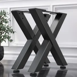 GGM Möbel 2er-Set X Tischkufen | Füße: 6x6cm | B58xH73cm | Schwarz | X Tischgestell, Tischkufen Schwarz