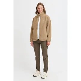 Oxmo OXTovine Damen Teddy-Jacke Übergangsjacke Jacke mit Stehkragen Eingrifftaschen Reißverschluss Loose fit - L