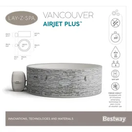 Lay-Z Spa Lay-Z-Spa WLAN-Whirlpool Vancouver AirJet Plus Ø 155 x 60 cm