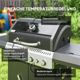 Outsunny Gasgrill 12 KW schwarz