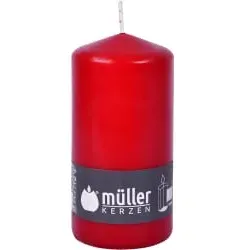 Müller Kerzen Stumpenkerze, karminrot 2011356891 , 1 Packung = 6 Stück, (Ø x H): 68 x 135 mm
