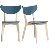 miliboo Skandinavische Stühle in Petrolblau und hellem Holz (2er-Set) LEENA