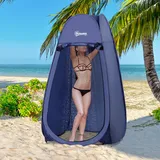 Outsunny Pop-up-duschzelt Mit Uv-schutz, Wasserdichtem Dach Und Tragegriff Für Camping Und Strand, 100 X 100 X 185 Cm, Türkisblau