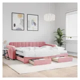 vidaXL Tagesbett Ausziehbar mit Schubladen Rosa 90x200 cm Samt