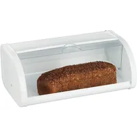 Relaxdays Brotkasten, Brot frisch halten, transparenter Rolldeckel, XL Family