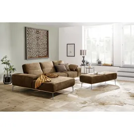W.Schillig Ecksofa Leder 3-Sitzer Braun