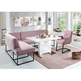 exxpo - sofa fashion Eckbank EXXPO - SOFA FASHION "Affogato, bequem und elegant, hochwertige Detailverarbeitung", lila (flieder), B:157cm H:82cm T:245cm, Struktur: Webvelour 100% Polyester, Sitzbänke, Eckbank, Frei im Raum stellbar